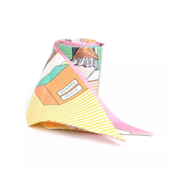 HERMES Twilly Ribbon Scarf Multicolor Silk - - Picture 1 of 8